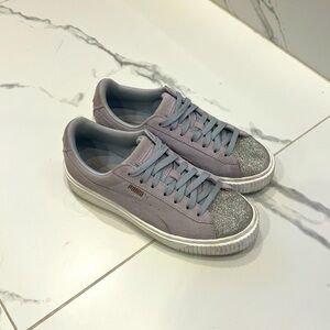 Puma purple sparkly sneakers